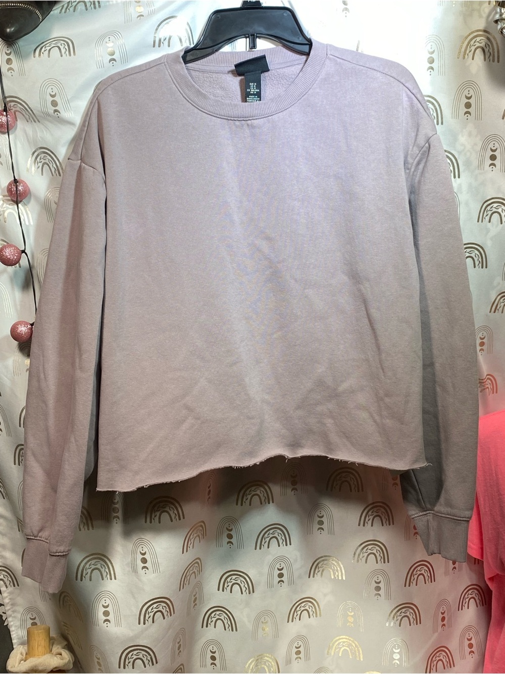 H&M Lavender Cropped Crewneck Sweatshirt